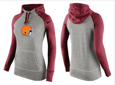 Women Nike Cleveland Browns Performance Hoodie Grey & Red_3