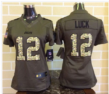 Women Nike Colts #12 Andrew Luck Green Stitched NFL Limited Salute to Service Jersey