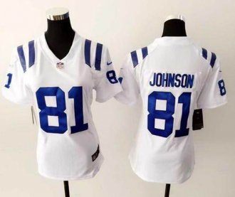 Women Nike Colts #81 Andre Johnson White Stitched NFL Elite Jersey
