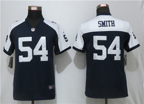 Women Nike Cowboys 54 Jaylon Smith Navy Throwback Women Vapor Untouchable Limited Jersey