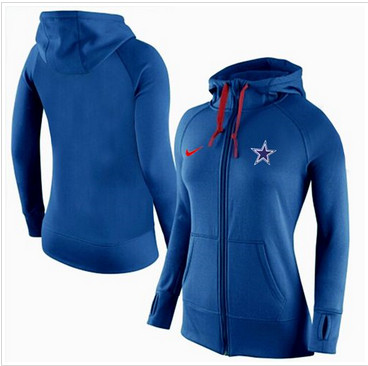 Women Nike Dallas Cowboys Full-Zip Performance Hoodie Blue