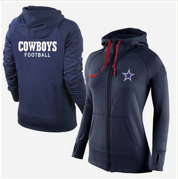 Women Nike Dallas Cowboys Full-Zip Performance Hoodie Dark
