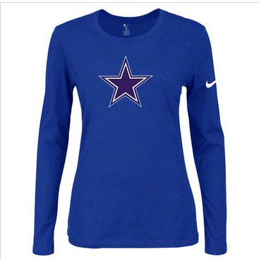 Women Nike Dallas Cowboys Of The City Long Sleeve Tri-Blend NFL T-Shirt Blue