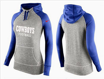 Women Nike Dallas Cowboys Performance Hoodie Grey & Blue