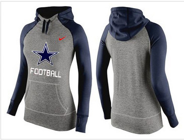 Women Nike Dallas Cowboys Performance Hoodie Grey & Dark Blue_1