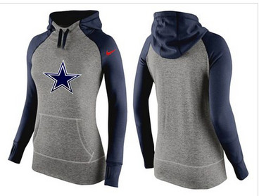 Women Nike Dallas Cowboys Performance Hoodie Grey & Dark Blue_2