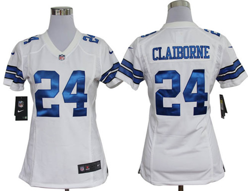 Women NEW Dallas cowboys 24 Morris Claiborne Game White Jerseys