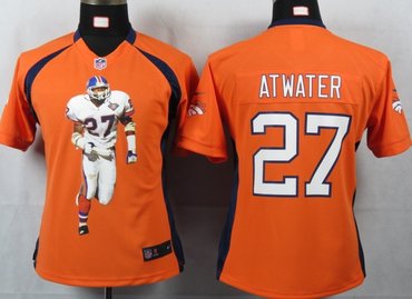 Women NEW NFL Denver Broncos 27 Atwater Orange Portrait Fashion Game Jerseys