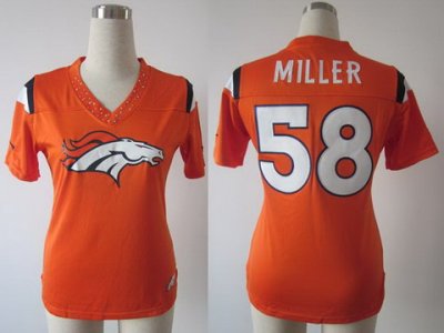 Women NEW NFL Denver Broncos 58# Von Miller Orange FEM FAN Field Flirt Fashion Jersey