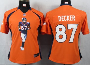 Women NEW NFL Denver Broncos 87 Decker Orange Portrait Fashion Game Jerseys