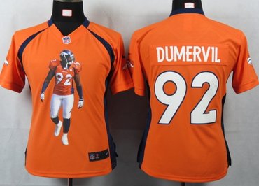 Women NEW NFL Denver Broncos 92 Dumervil Orange Portrait Fashion Game Jerseys