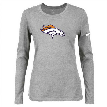Women Nike Denver Broncos Of The City Long Sleeve Tri-Blend NFL T-Shirt Light Grey
