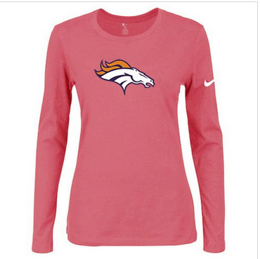Women Nike Denver Broncos Of The City Long Sleeve Tri-Blend NFL T-Shirt Pink
