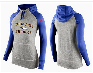 Women Nike Denver Broncos Performance Hoodie Grey & Blue