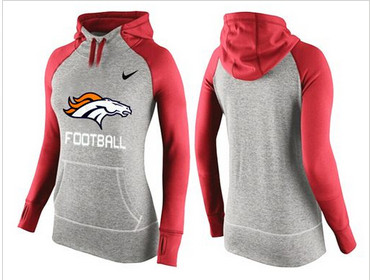 Women Nike Denver Broncos Performance Hoodie Grey & Red_1