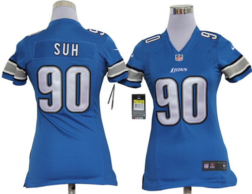 women detroit lions 90 ndamukong suh game blue jersey
