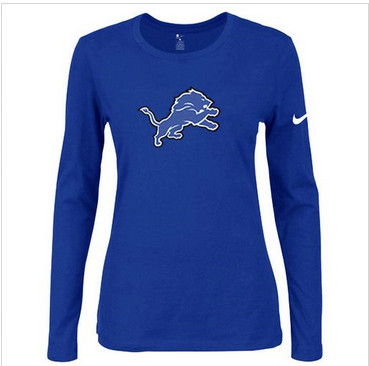 Women Nike Detroit Lions Of The City Long Sleeve Tri-Blend NFL T-Shirt Blue