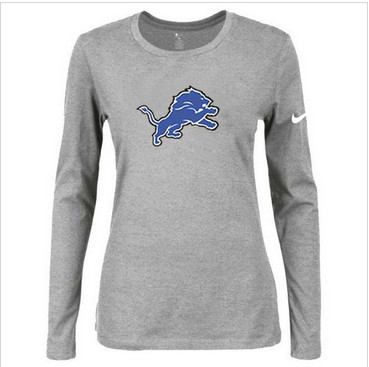 Women Nike Detroit Lions Of The City Long Sleeve Tri-Blend NFL T-Shirt Light Grey