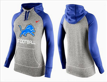 Women Nike Detroit Lions Performance Hoodie Grey & Blue_1