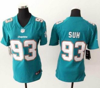 Women Nike Dolphins #93 Ndamukong Suh Aqua Green Team Color Stitched NFL Elite Jersey
