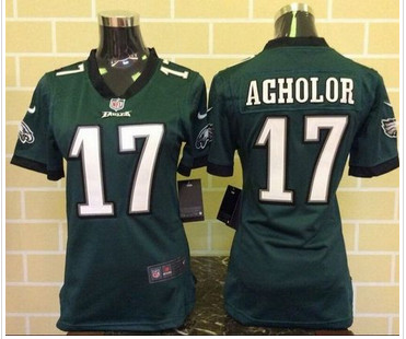 Women Nike Eagles #17 Nelson Agholor Midnight Green Team Color Stitched NFL New Elite Jersey