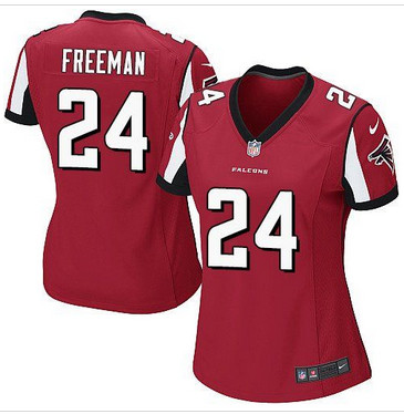 Women Nike Falcons #24 Devonta Freeman Red Team Color Stitched NFL Elite Jersey