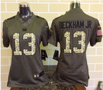 Women Nike Giants #13 Odell Beckham Jr Green Stitched NFL Limited Salute to Service Jersey
