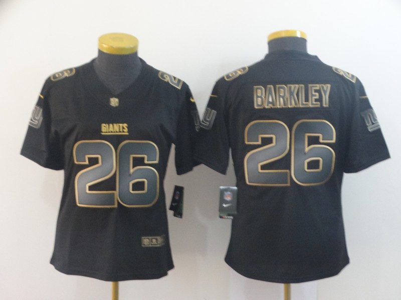 Women Nike Giants 26 Saquon Barkley Black Gold Women Vapor Untouchable Limited Jersey