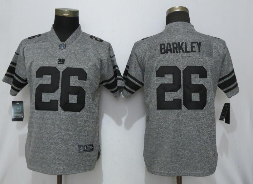 Women Nike Giants 26 Saquon Barkley Gray Gridiron Gray Women Vapor Untouchable Limited Jersey