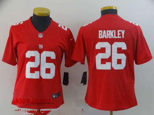 Women Nike Giants 26 Saquon Barkley Red Women Inverted Legend Limited Jersey