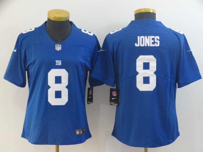 Women Nike Giants 8 Daniel Jones Royal Women Vapor Untouchable Limited Jersey