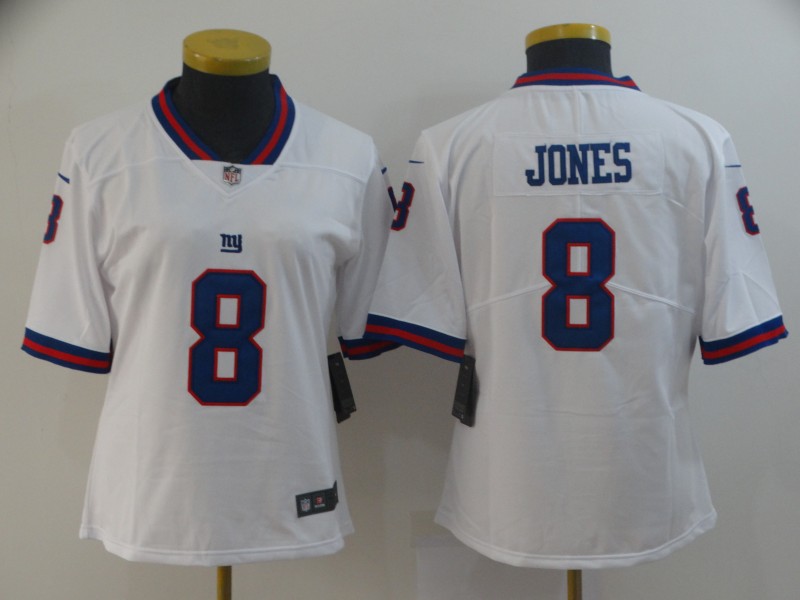 Women Nike Giants 8 Daniel Jones White Women Color Rush Limited Jersey