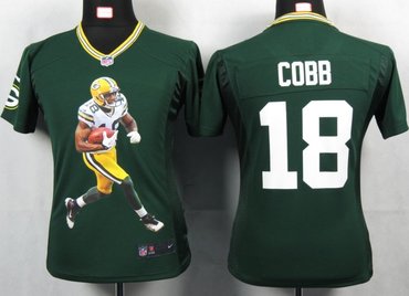 Women NEW NFL Green Bay Packers 18 Cobb Green Portrait Fashion Game Jerseys