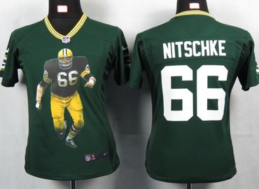 Women NEW NFL Green Bay Packers 66 Nitschke Green Portrait Fashion Game Jerseys