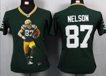 Women NEW NFL Green Bay Packers 87 Nelson Green Portrait Fashion Game Jerseys