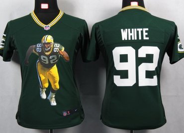 Women NEW NFL Green Bay Packers 92 White Green Portrait Fashion Game Jerseys