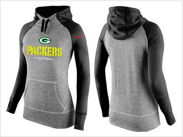 Women Nike Green Bay Packers Performance Hoodie Grey & Black