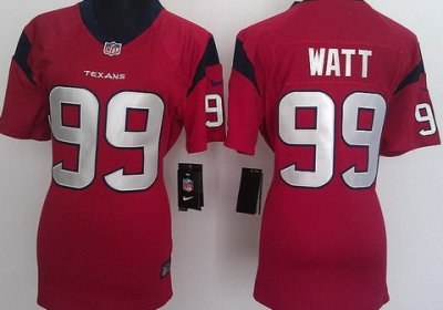 Women NEW Houston Texans 99 Watt Red Jerseys