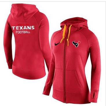 Women Nike Houston Texans Full-Zip Performance Hoodie Red