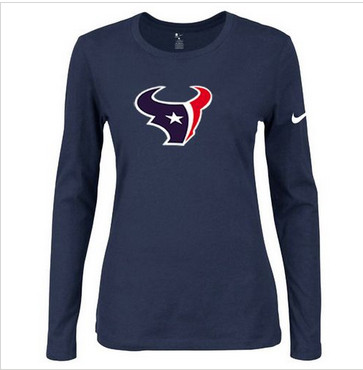 Women Nike Houston Texans Of The City Long Sleeve Tri-Blend NFL T-Shirt Dark Blue