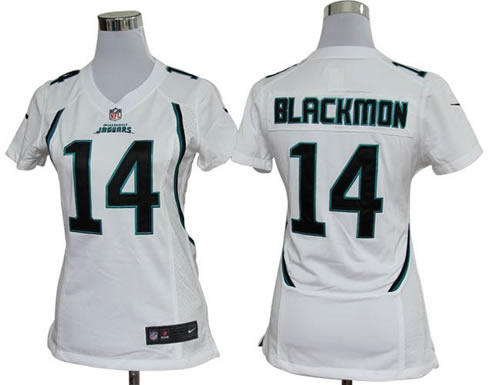 Women NEW Jacksonville Jaguars 14 Justin Blackmon White Jerseys