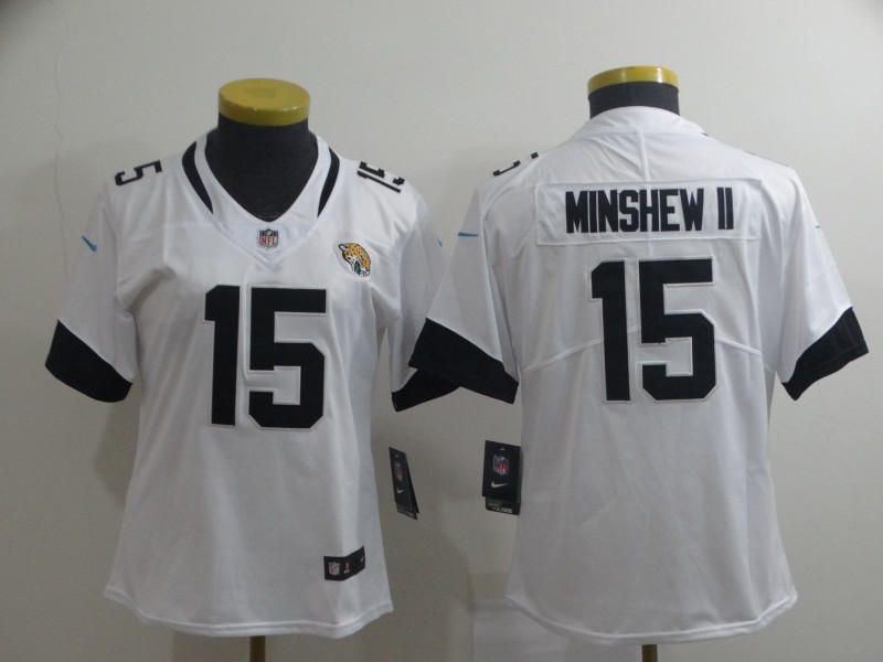 Women Nike Jaguars 15 Gardner Minshew II White Women Vapor Untouchable Limited Jersey