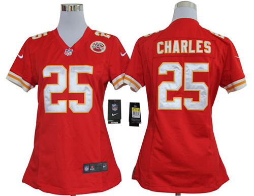 Women NEW Kansas City Chiefs 25 Jamaal Charles Red Jerseys