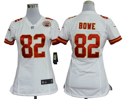 Women NEW Kansas City Chiefs 82 Dwayne Bowe White Jerseys