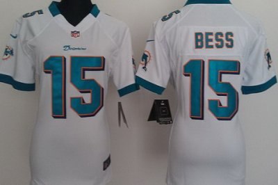 Women NEW Miami Dolphins 15 Davone Bess White Jerseys