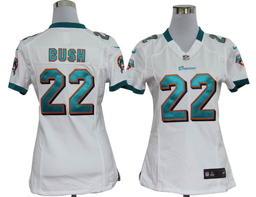 Women NEW Miami Dolphins 22 Reggie Bush White Jerseys