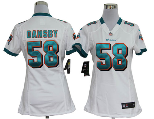 Women NEW Miami Dolphins 58 Karlos Dansby White Jerseys