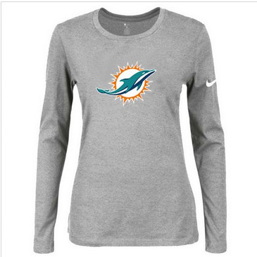 Women Nike Miami Dolphins Of The City Long Sleeve Tri-Blend NFL T-Shirt Light Grey