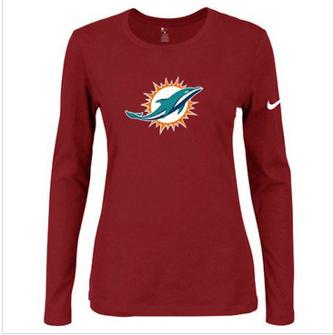 Women Nike Miami Dolphins Of The City Long Sleeve Tri-Blend NFL T-Shirt Red