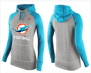 Women Nike Miami Dolphins Performance Hoodie Grey & Blue_1